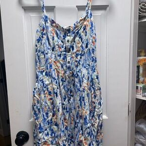 Blue and Orange Patterned Sundress